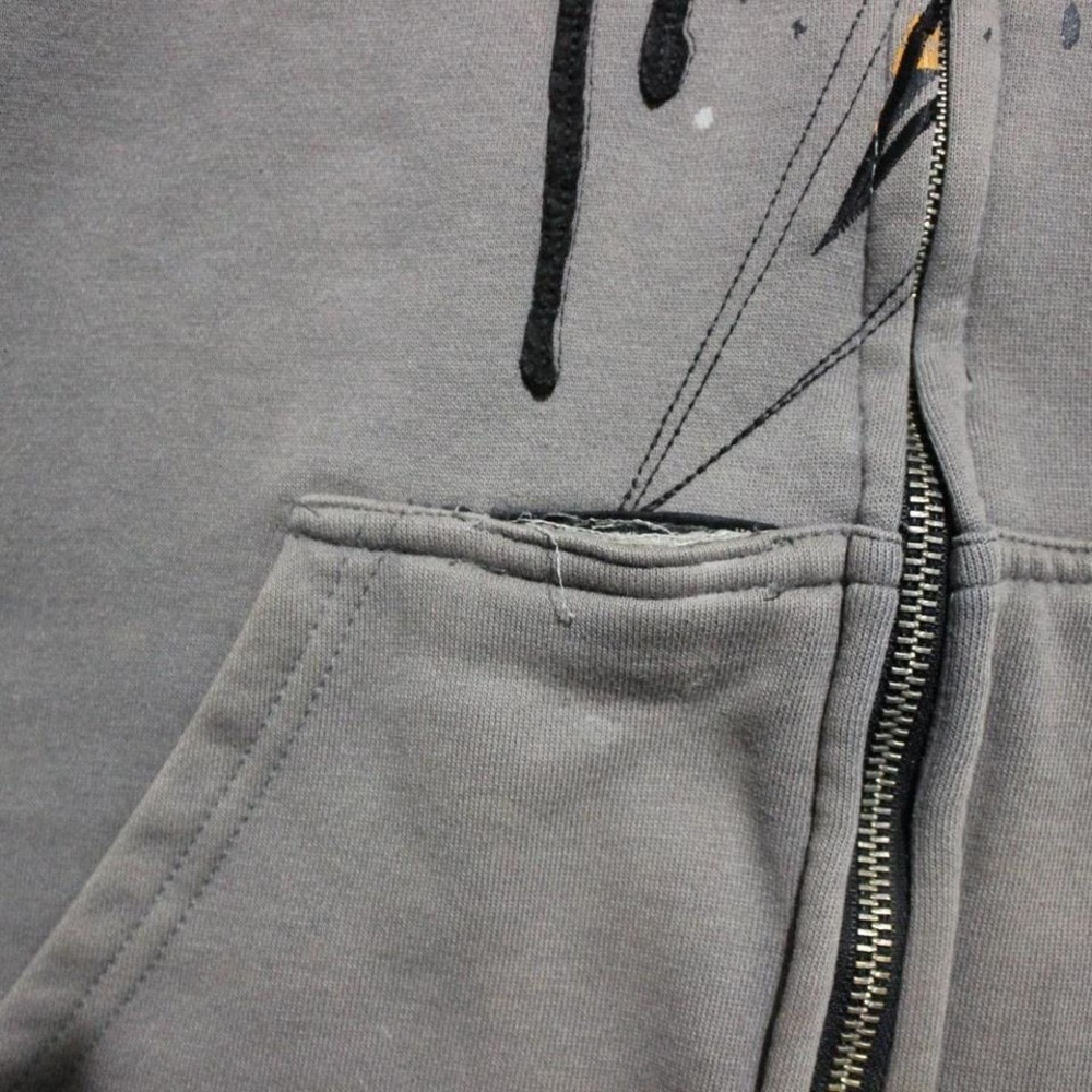 Mens Y2K West49 DC Style Distressed Faded Skater Checkerboard Zip-up Hoodie - Picture 5 of 8